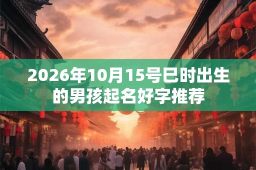 2026年10月15号巳时出生的男孩起名好字推荐