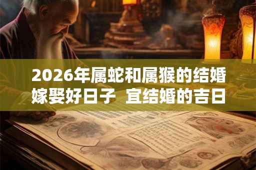 2026年属蛇和属猴的结婚嫁娶好日子  宜结婚的吉日
