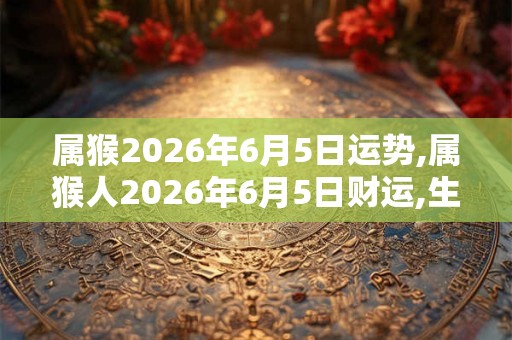 属猴2026年6月5日运势,属猴人2026年6月5日财运,生肖猴2026年6月5日运势