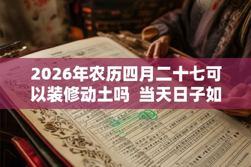 2026年农历四月二十七可以装修动土吗  当天日子如何
