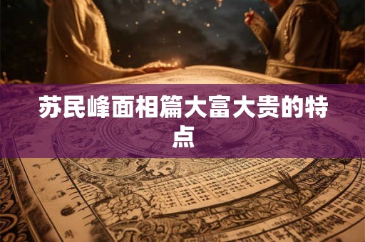苏民峰面相篇大富大贵的特点