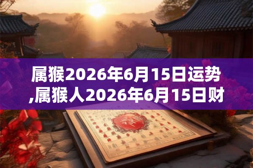属猴2026年6月15日运势,属猴人2026年6月15日财运,生肖猴2026年6月15日运势