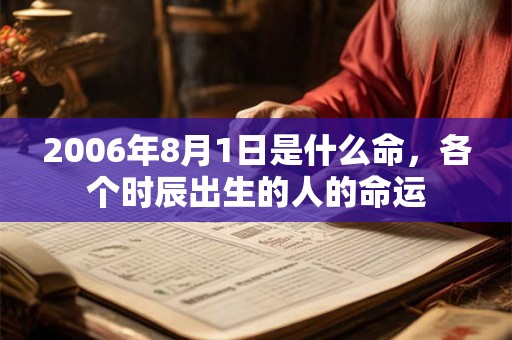 2006年8月1日是什么命，各个时辰出生的人的命运