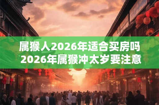 属猴人2026年适合买房吗 2026年属猴冲太岁要注意什么