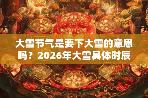 大雪节气是要下大雪的意思吗？2026年大雪具体时辰是几点几分？