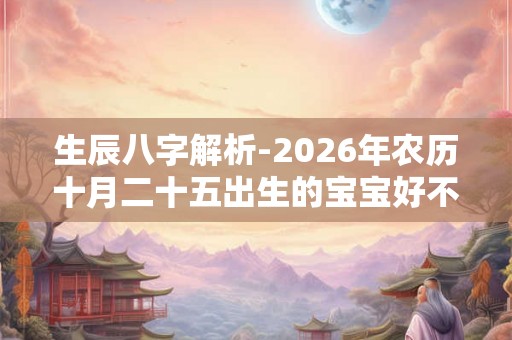 生辰八字解析-2026年农历十月二十五出生的宝宝好不好