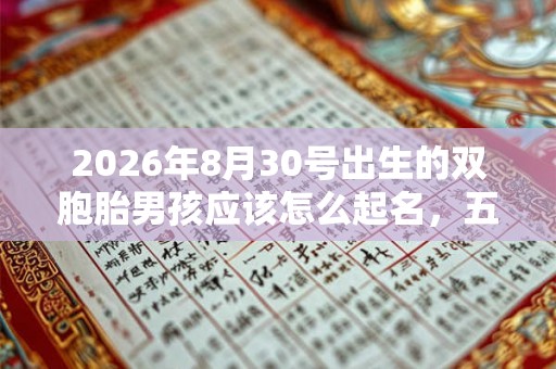 2026年8月30号出生的双胞胎男孩应该怎么起名，五行属什么