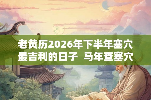 老黄历2026年下半年塞穴最吉利的日子  马年查塞穴吉日免费