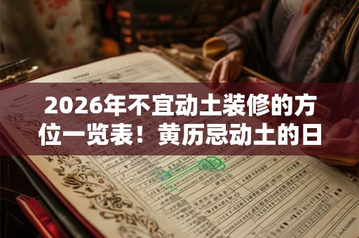 2026年不宜动土装修的方位一览表！黄历忌动土的日子