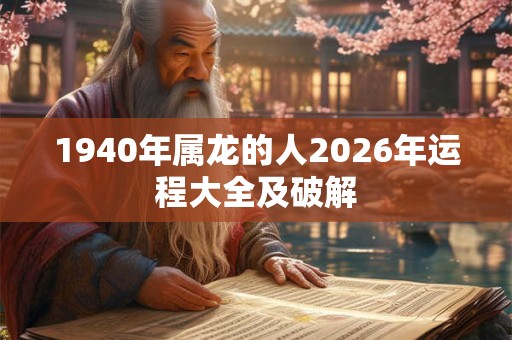 1940年属龙的人2026年运程大全及破解 1940年属龙的人2026年运程大全及破解