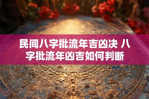 民间八字批流年吉凶决 八字批流年凶吉如何判断
