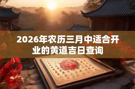 2026年农历三月中适合开业的黄道吉日查询