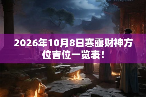 2026年10月8日寒露财神方位吉位一览表！