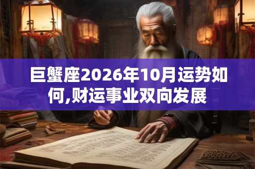 巨蟹座2026年10月运势如何,财运事业双向发展 巨蟹座2026年10月运势如何,财运事业双向发展