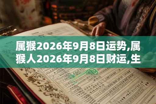 属猴2026年9月8日运势,属猴人2026年9月8日财运,生肖猴2026年9月8日运势