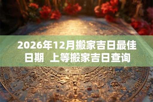 2026年12月搬家吉日最佳日期  上等搬家吉日查询