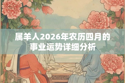 属羊人2026年农历四月的事业运势详细分析 属羊人2026年农历四月的事业运势详细分析