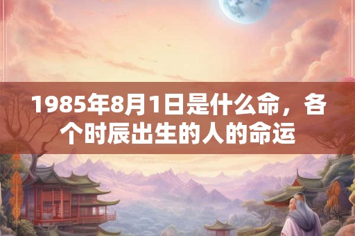 1985年8月1日是什么命，各个时辰出生的人的命运