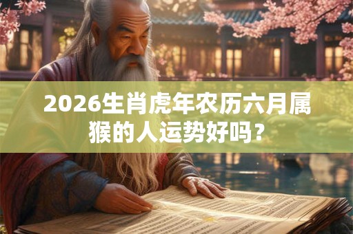 2026生肖虎年农历六月属猴的人运势好吗？