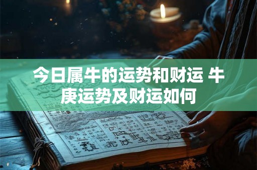 今日属牛的运势和财运 牛庚运势及财运如何