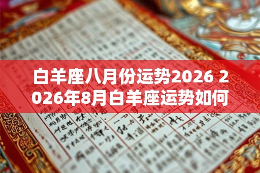 白羊座八月份运势2026 2026年8月白羊座运势如何