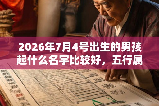 2026年7月4号出生的男孩起什么名字比较好，五行属什么