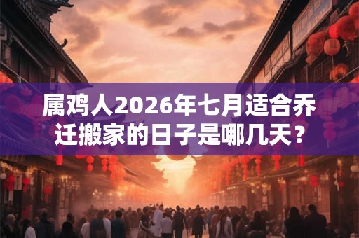 属鸡人2026年七月适合乔迁搬家的日子是哪几天？