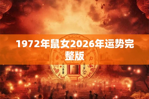 1972年鼠女2026年运势完整版