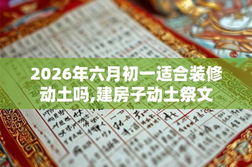 2026年六月初一适合装修动土吗,建房子动土祭文