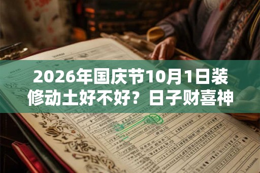 2026年国庆节10月1日装修动土好不好？日子财喜神在哪里？