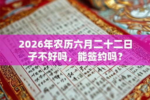 2026年农历六月二十二日子不好吗，能签约吗？