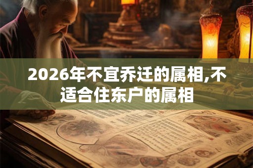 2026年不宜乔迁的属相,不适合住东户的属相