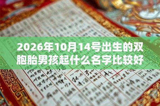 2026年10月14号出生的双胞胎男孩起什么名字比较好，五行属什么