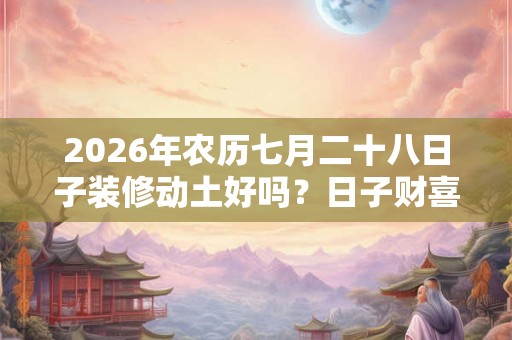 2026年农历七月二十八日子装修动土好吗?日子财喜神方位在哪? 2026年农历七月二十八日子装修动土好吗?日子财喜神方位在哪?