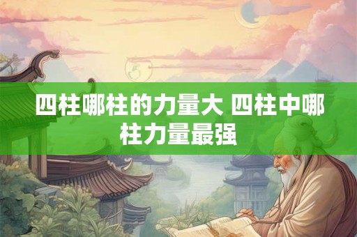 四柱哪柱的力量大 四柱中哪柱力量最强