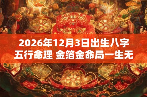 2026年12月3日出生八字五行命理 金箔金命局一生无忧