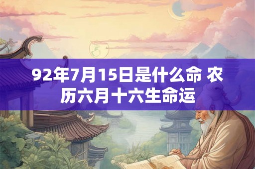 92年7月15日是什么命 农历六月十六生命运