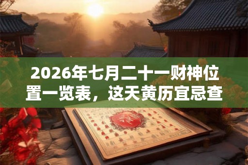 2026年七月二十一财神位置一览表，这天黄历宜忌查询