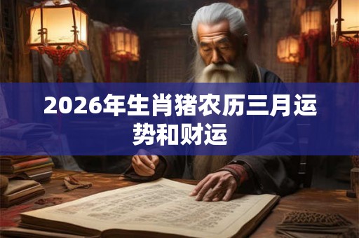 2026年生肖猪农历三月运势和财运