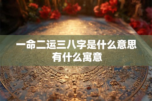 一命二运三八字是什么意思 有什么寓意