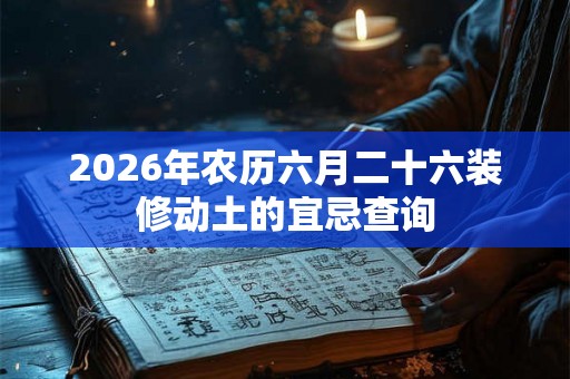 2026年农历六月二十六装修动土的宜忌查询