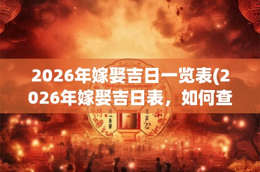 2026年嫁娶吉日一览表(2026年嫁娶吉日表，如何查询？)