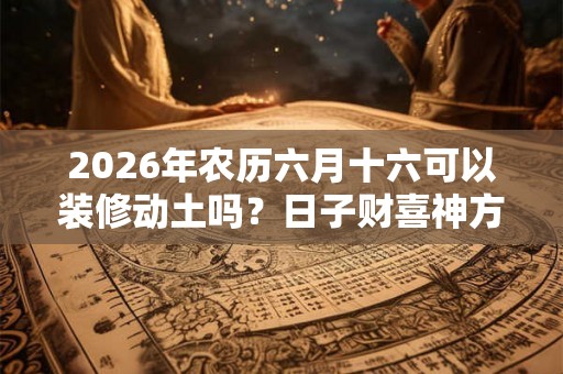 2026年农历六月十六可以装修动土吗？日子财喜神方位？