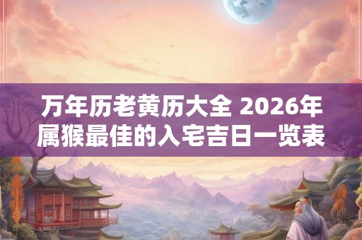 万年历老黄历大全 2026年属猴最佳的入宅吉日一览表
