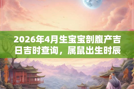 2026年4月生宝宝剖腹产吉日吉时查询，属鼠出生时辰命运解析