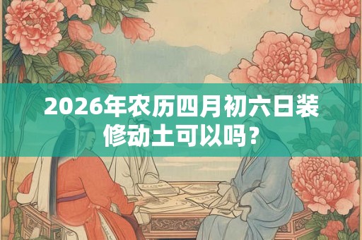 2026年农历四月初六日装修动土可以吗？