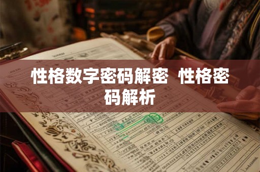 性格数字密码解密  性格密码解析