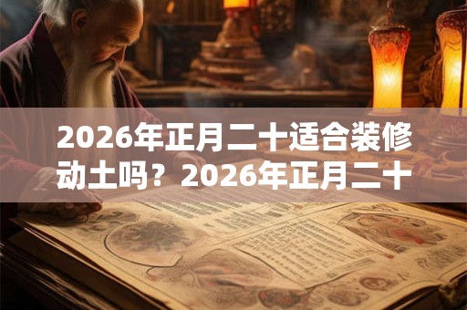 2026年正月二十适合装修动土吗？2026年正月二十财喜神方位？