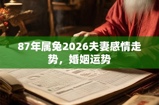 87年属兔2026夫妻感情走势，婚姻运势