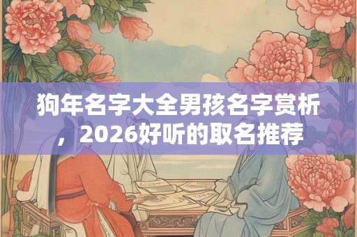 狗年名字大全男孩名字赏析，2026好听的取名推荐